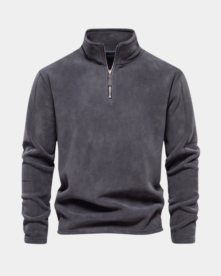 Dolf | Beige trui met halve rits