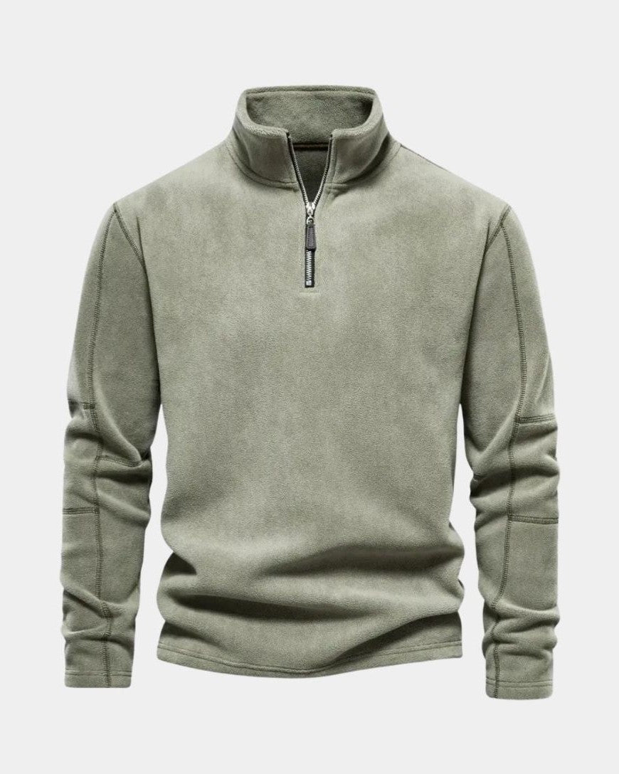 Dolf | Beige trui met halve rits