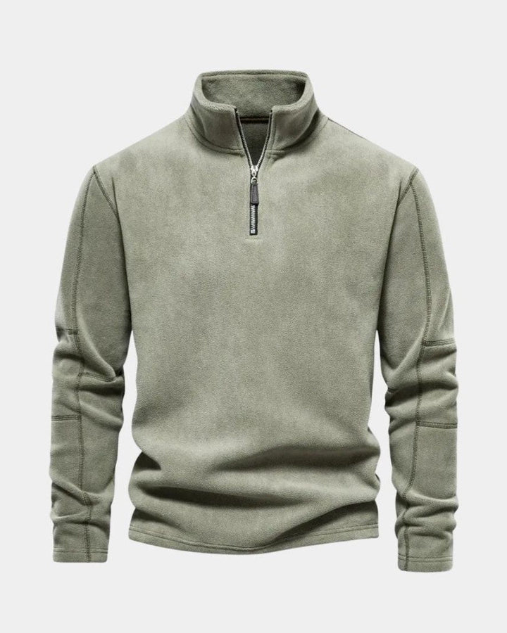 Dolf | Beige trui met halve rits