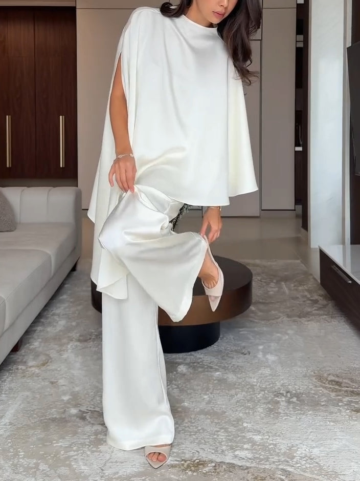 Amarins | Satijnen set met asymmetrische capetop