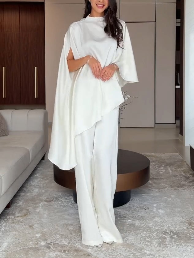 Amarins | Satijnen set met asymmetrische capetop