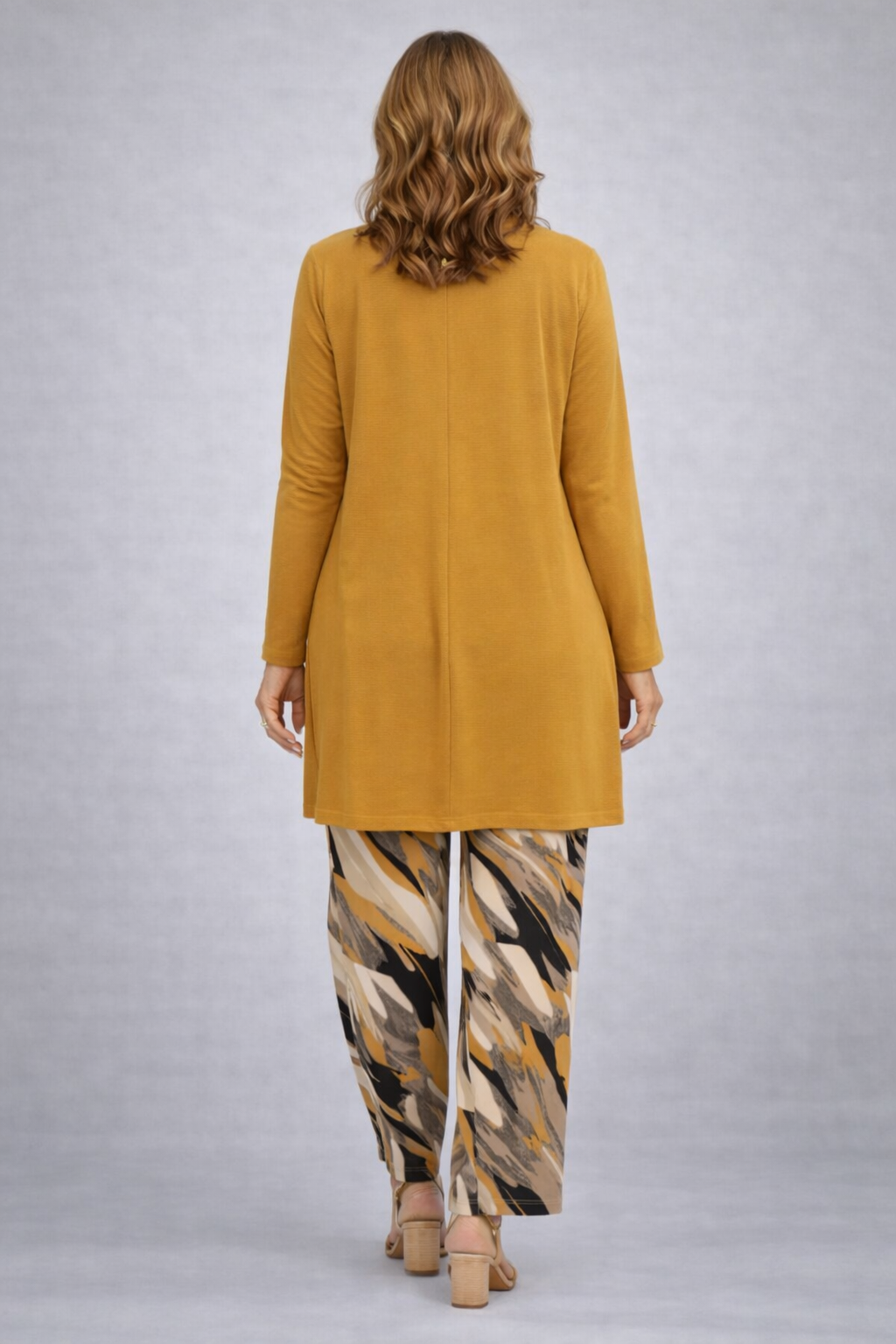 Annelies | 3-delige set met abstracte print in geel
