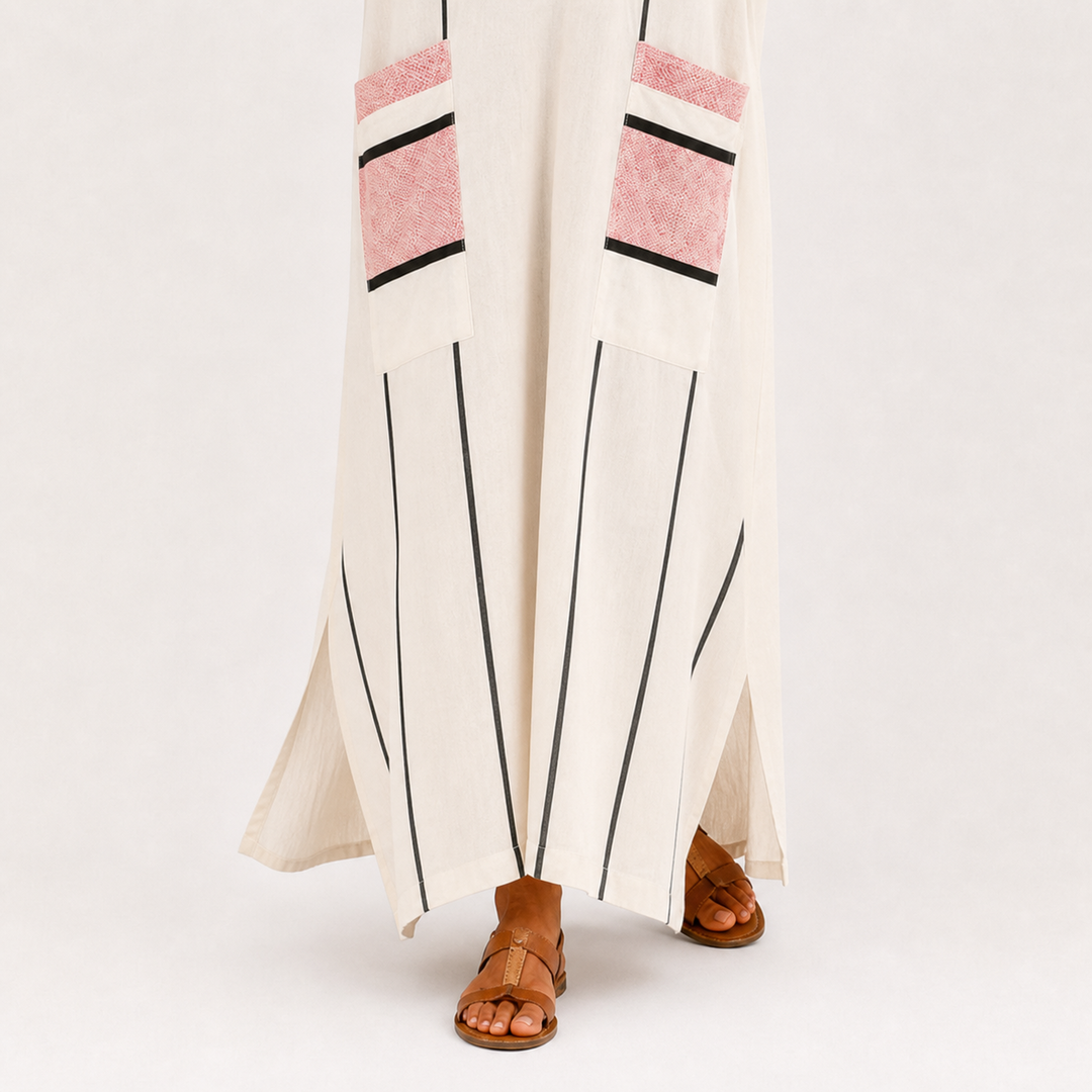 Roelofje | Ecru Kaftan met Strepen