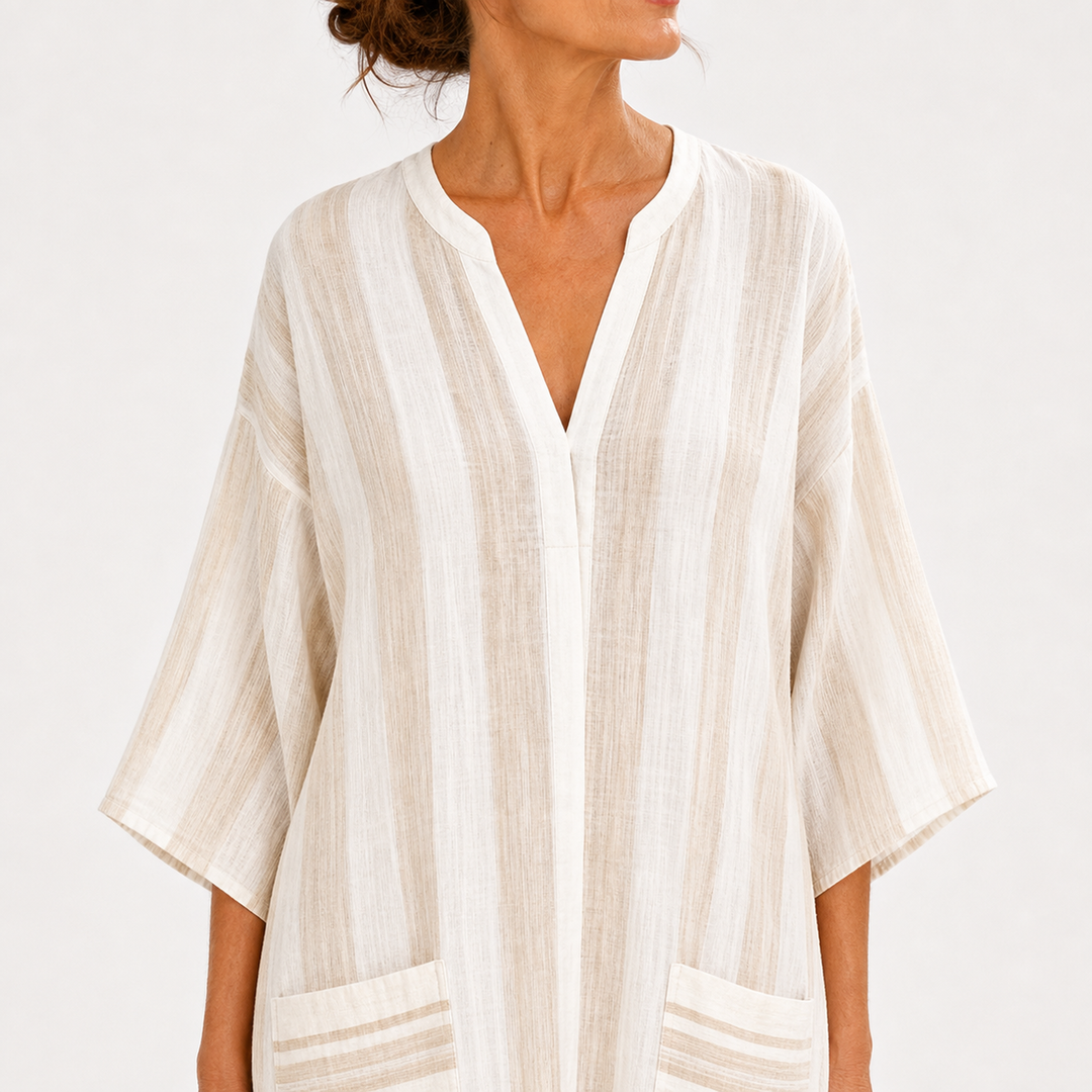 Trees | Witte Kaftan met Strepen