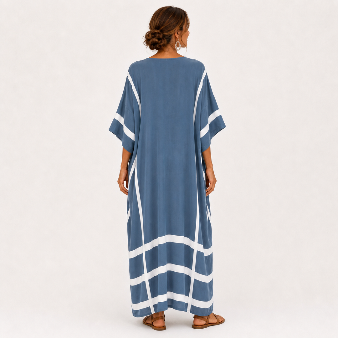 Oda | Blauwe Kaftan met Strepen