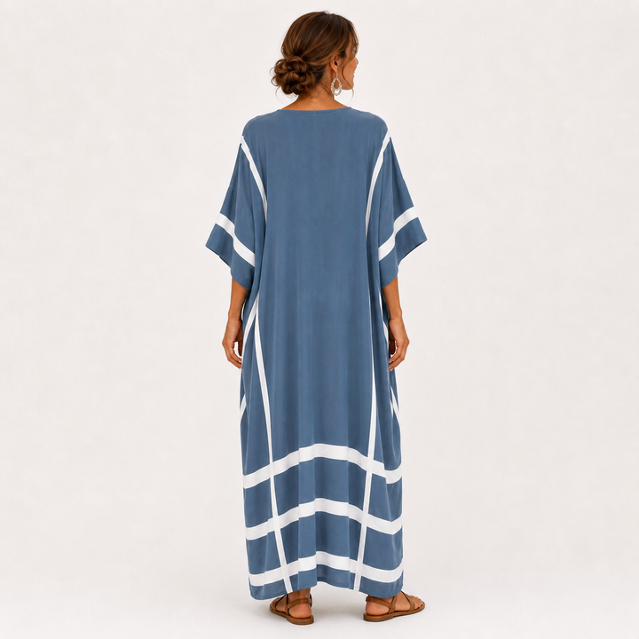 Oda | Blauwe Kaftan met Strepen