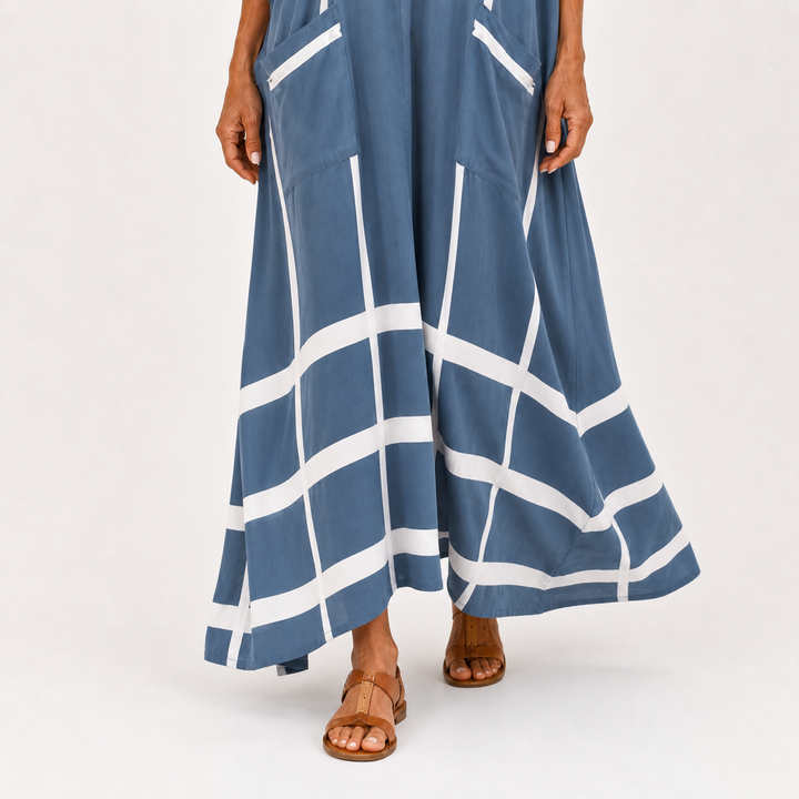 Oda | Blauwe Kaftan met Strepen