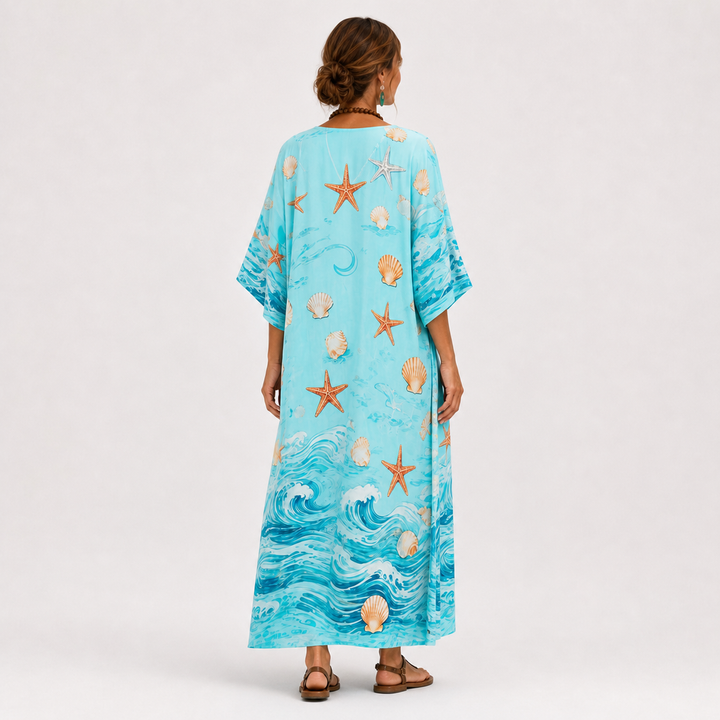 Ida | Kaftan in Turquoise en Marineblauw