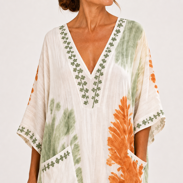 Paulien | Groene Kaftan met Tie-dye