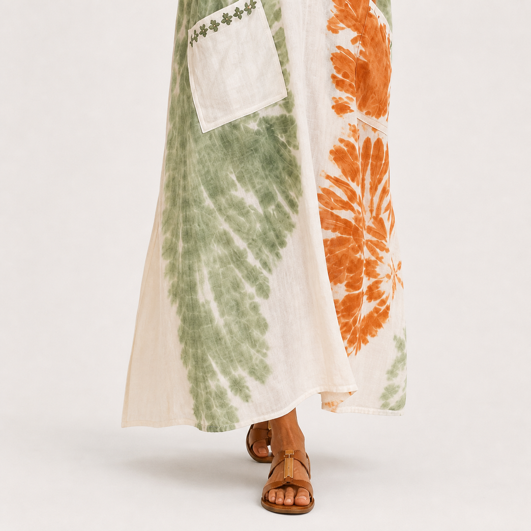 Paulien | Groene Kaftan met Tie-dye