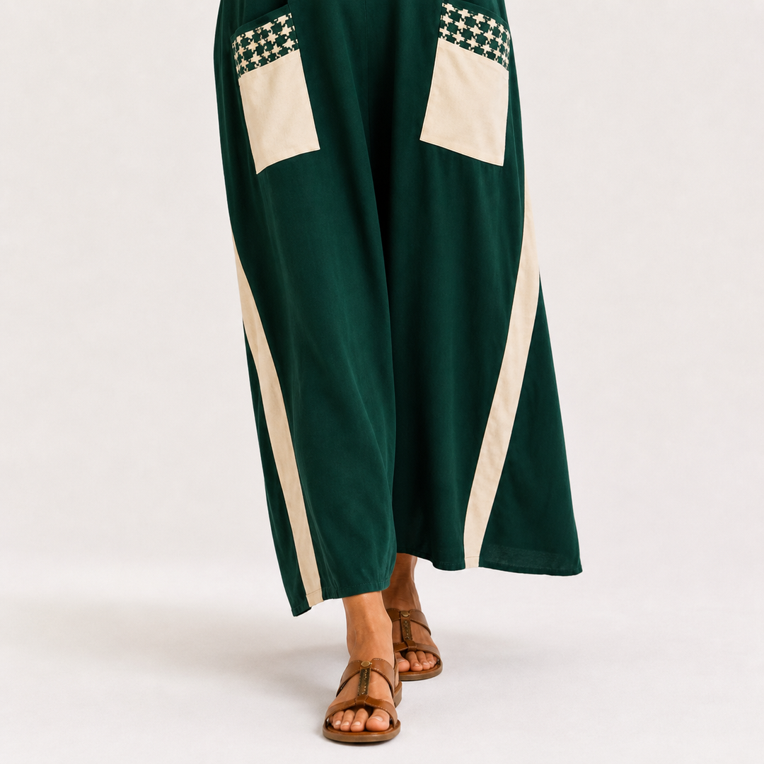 Berta | Kaftan met Etnisch Motief in Groen