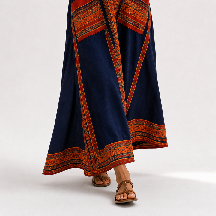 Dieuwke | Kaftan met Etnisch Motief in Blauw