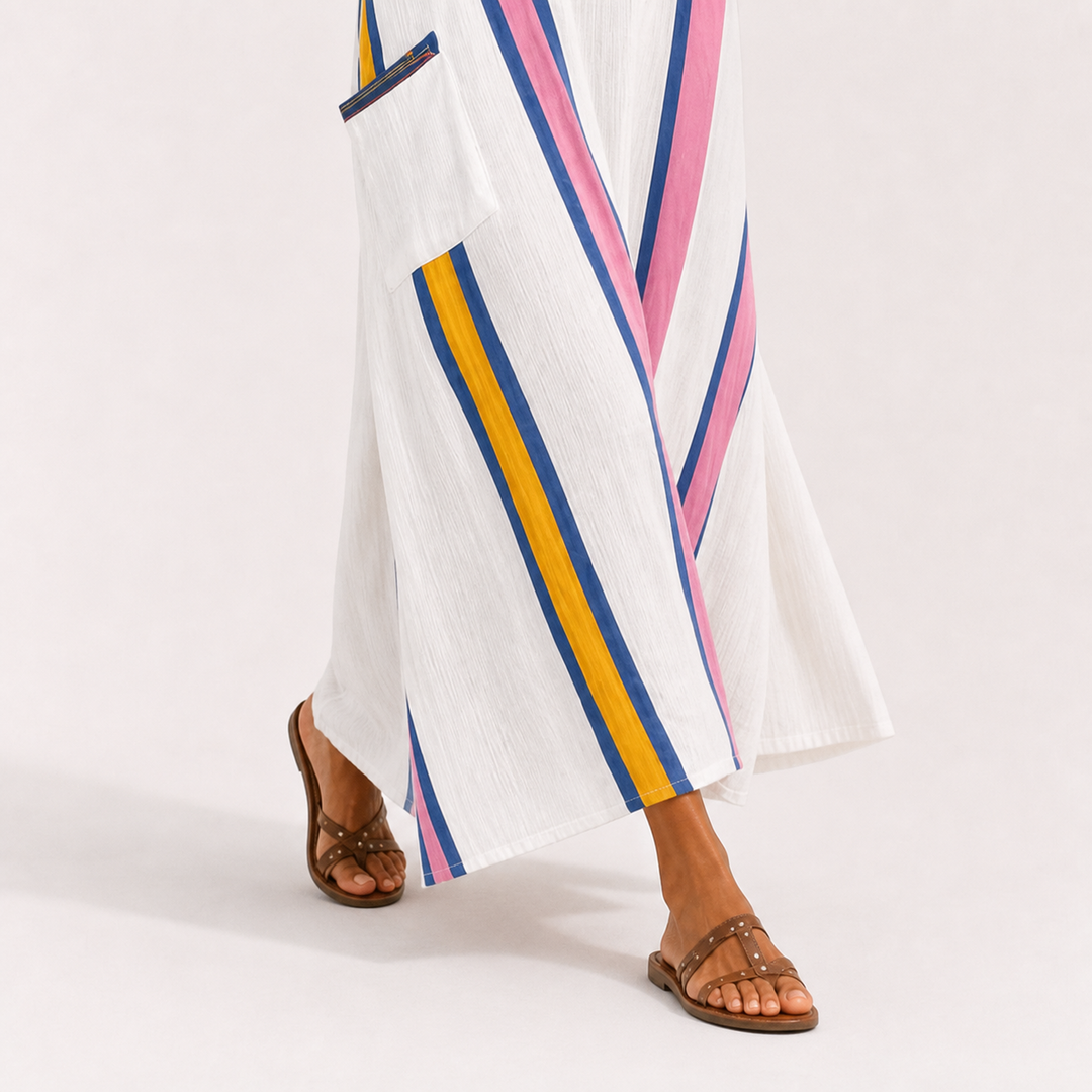 Coba | Witte Kaftan met Multicolor Print