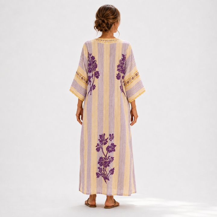 Etty | Lila Kaftan met Bloemenprint