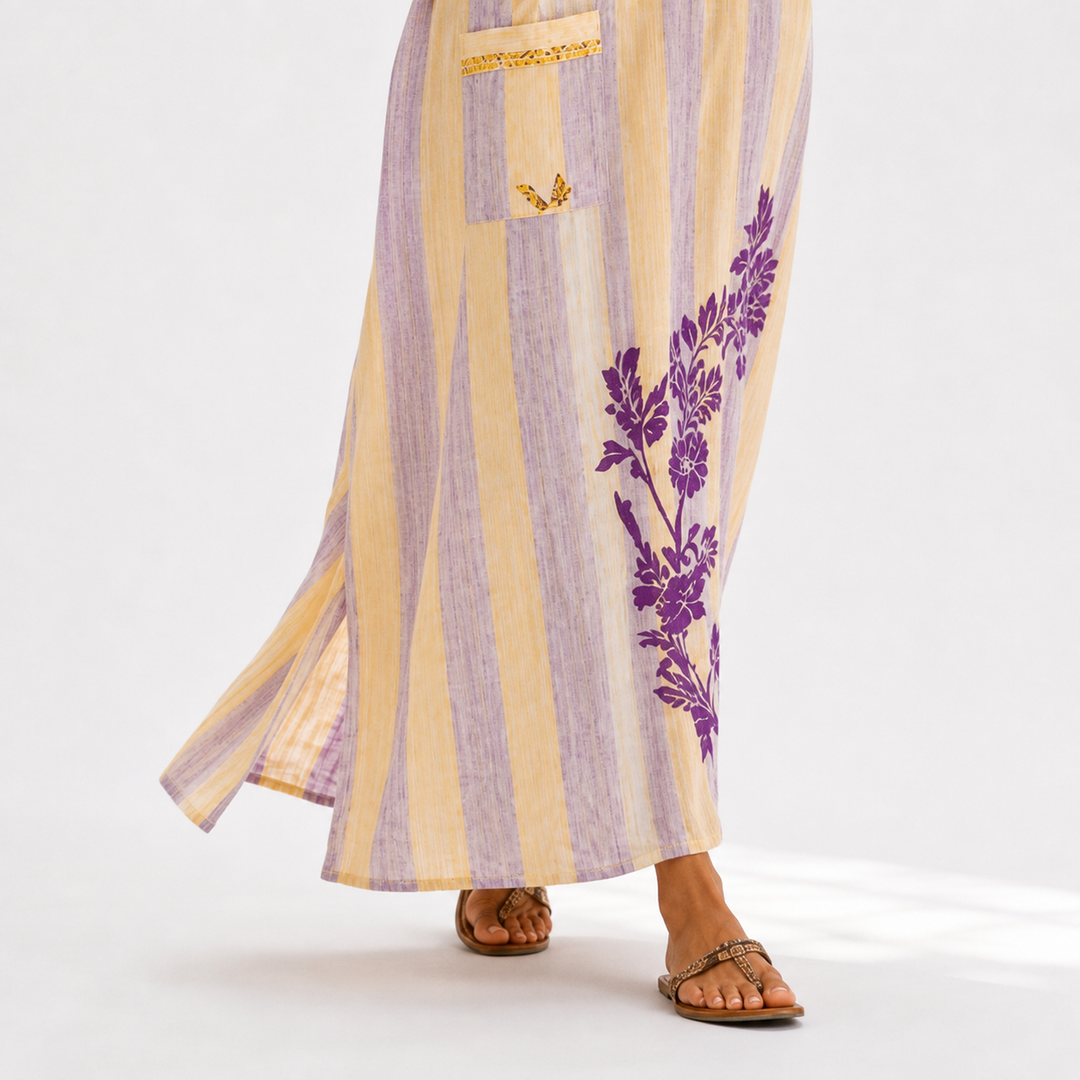 Etty | Lila Kaftan met Bloemenprint