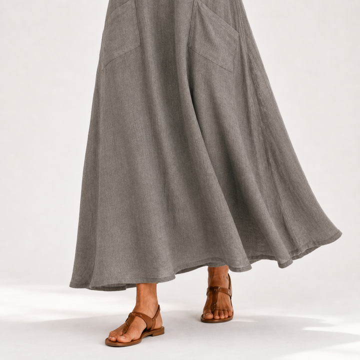 Alida | Effen Kaftan in Grijs