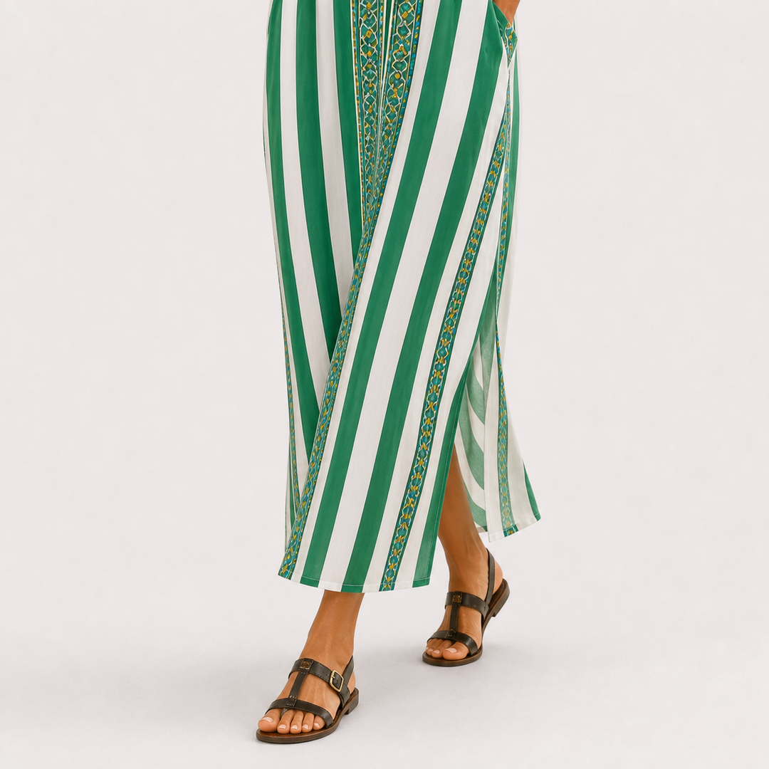 Lyda | Groene Kaftan met Strepen