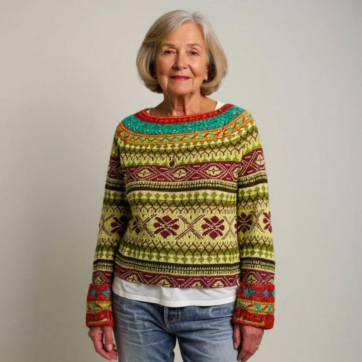 Carolien | Vintage Gebreide Trui in IJslandse Stijl
