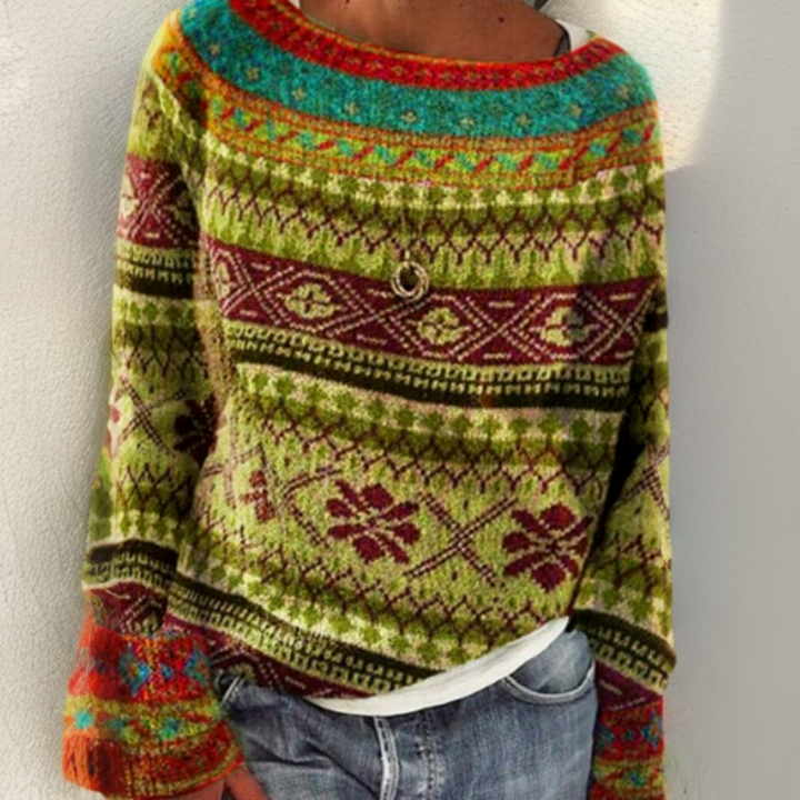 Carolien | Vintage Gebreide Trui in IJslandse Stijl