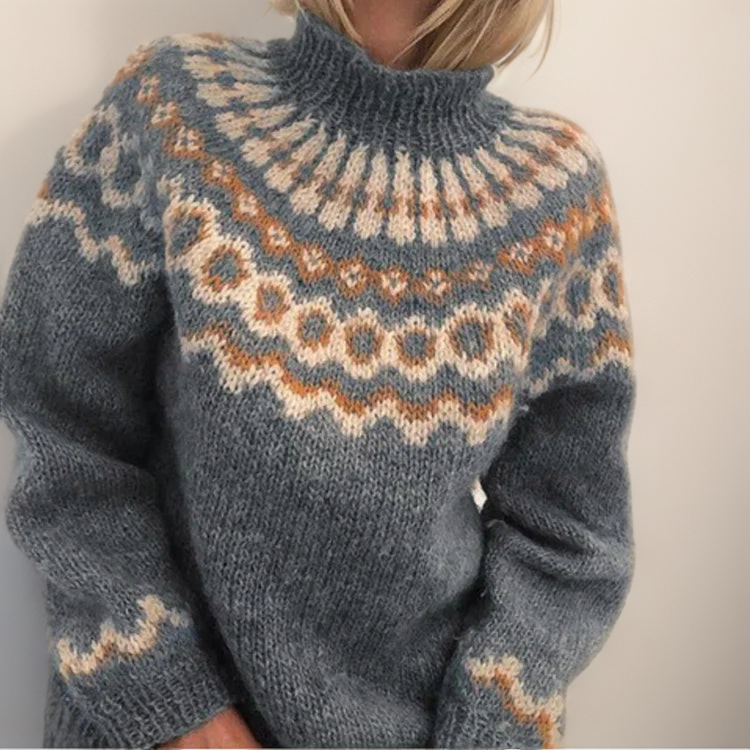Cato | Warme Gebreide Trui met Vintage Dessin