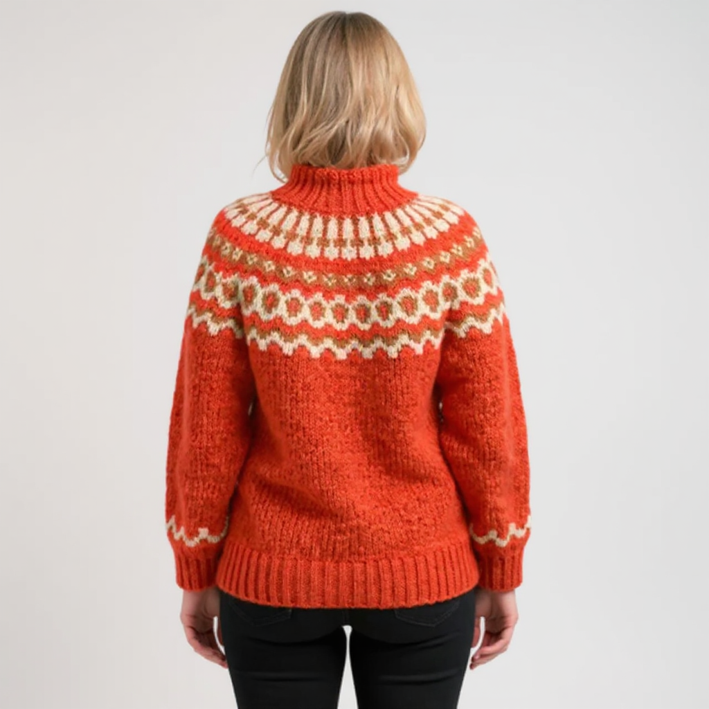 Cato | Warme Gebreide Trui met Vintage Dessin