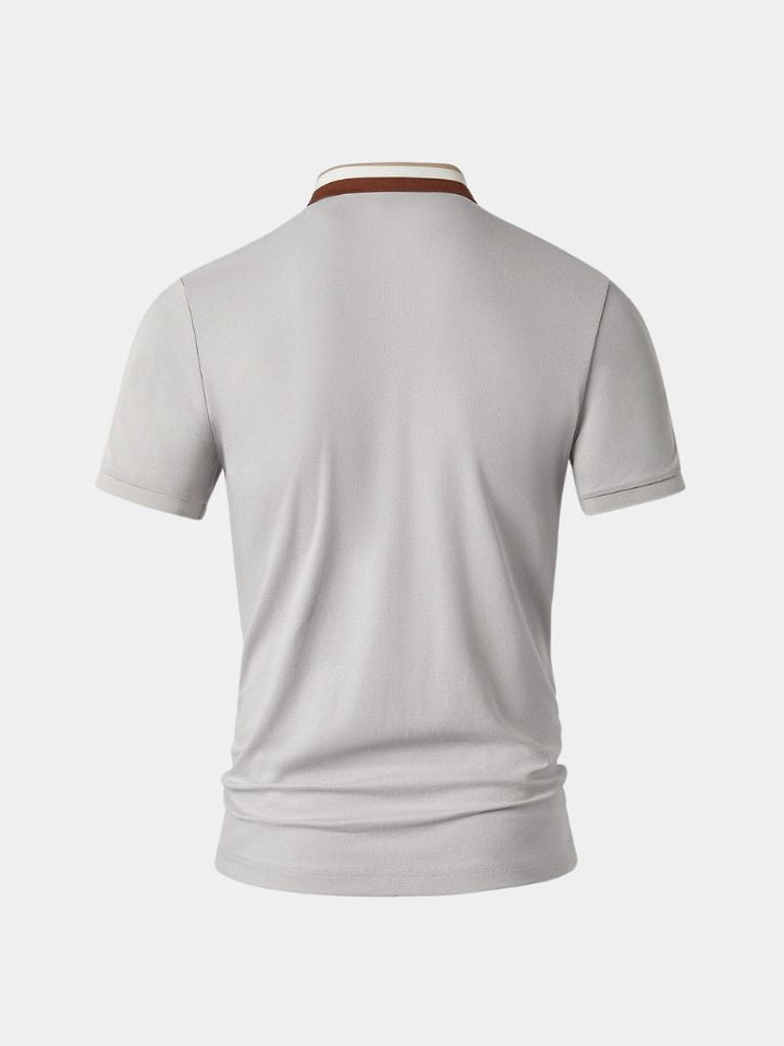 Chiel | Lichtgrijze polo met contrastkraag