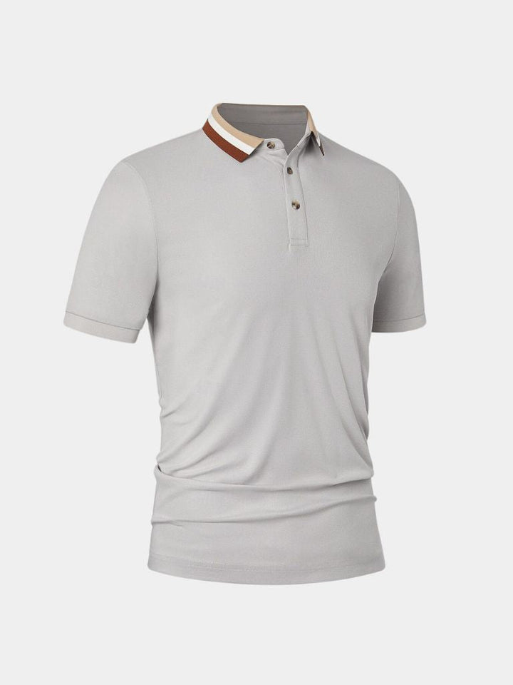 Chiel | Lichtgrijze polo met contrastkraag