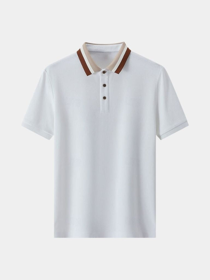 Chiel | Lichtgrijze polo met contrastkraag