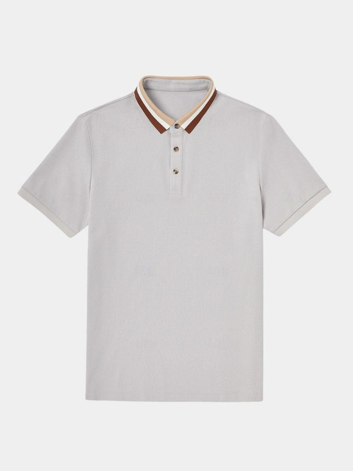 Chiel | Lichtgrijze polo met contrastkraag