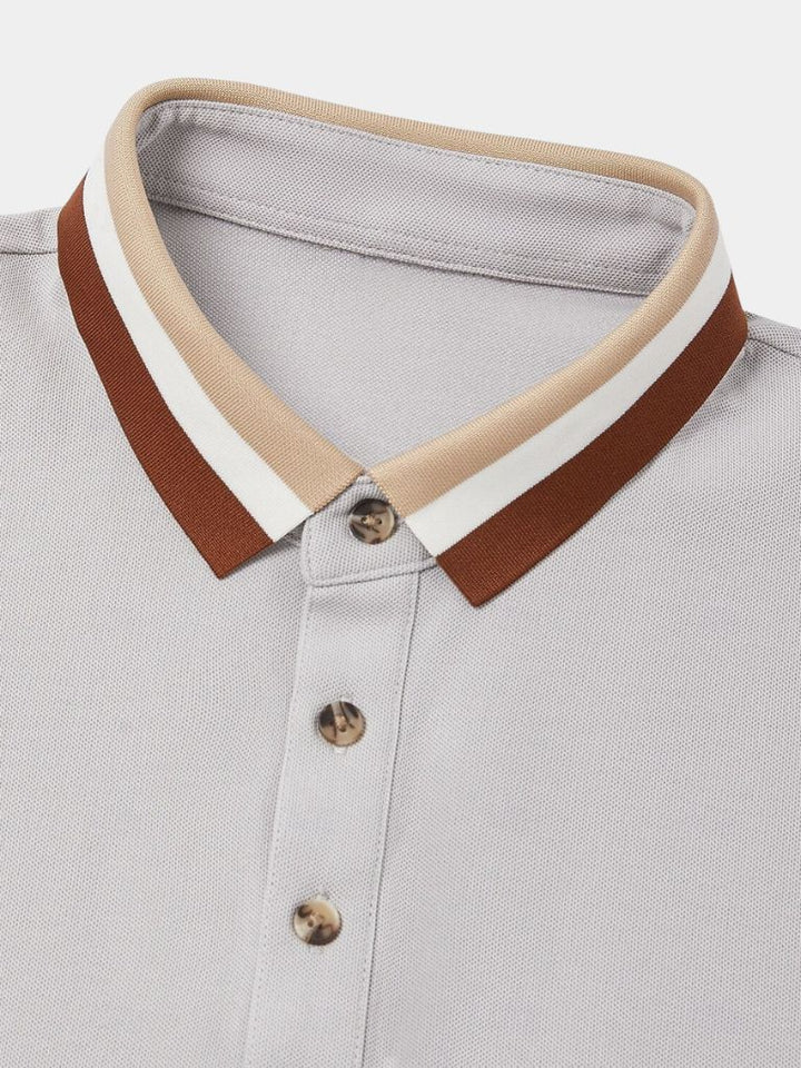 Chiel | Lichtgrijze polo met contrastkraag