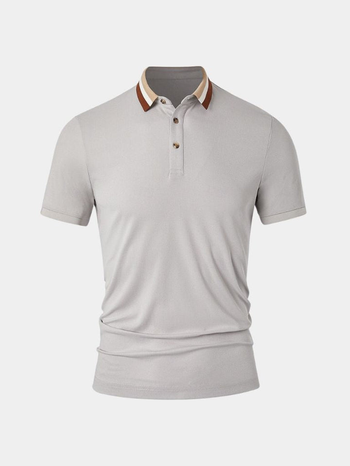 Chiel | Lichtgrijze polo met contrastkraag