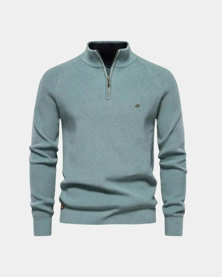 Jacobus | Lichtgrijze trui met halve rits