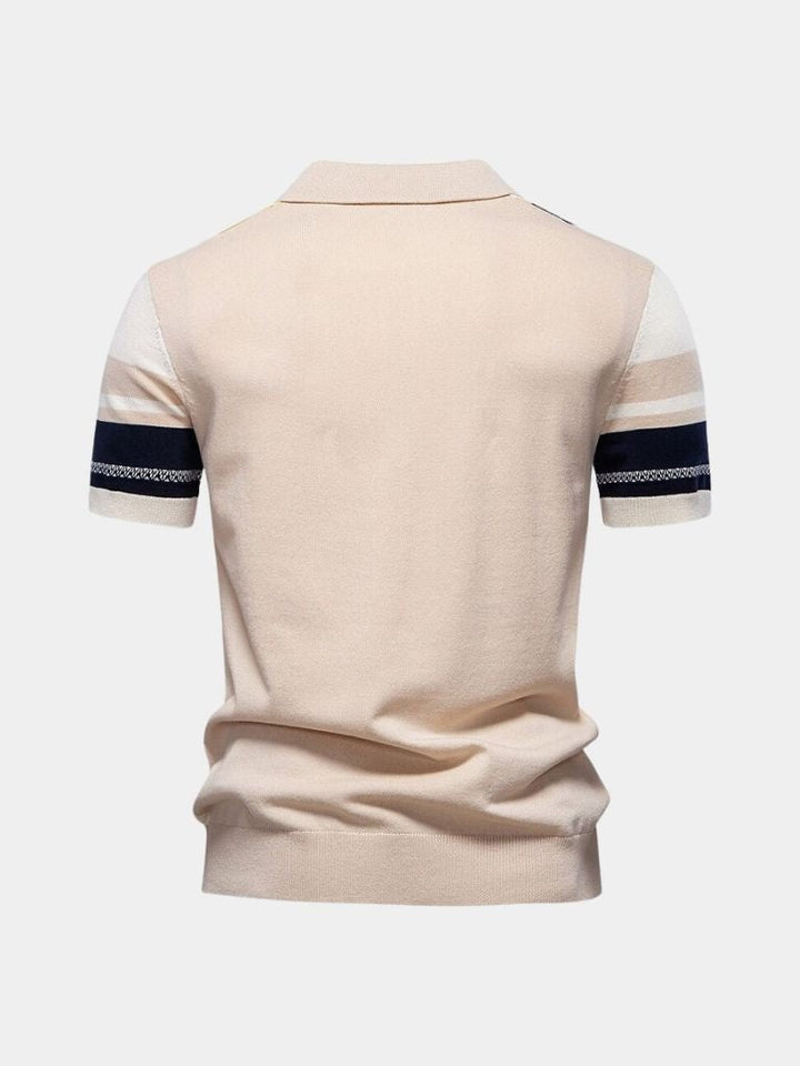 Corné | Beige polo met verticale retrostrepen