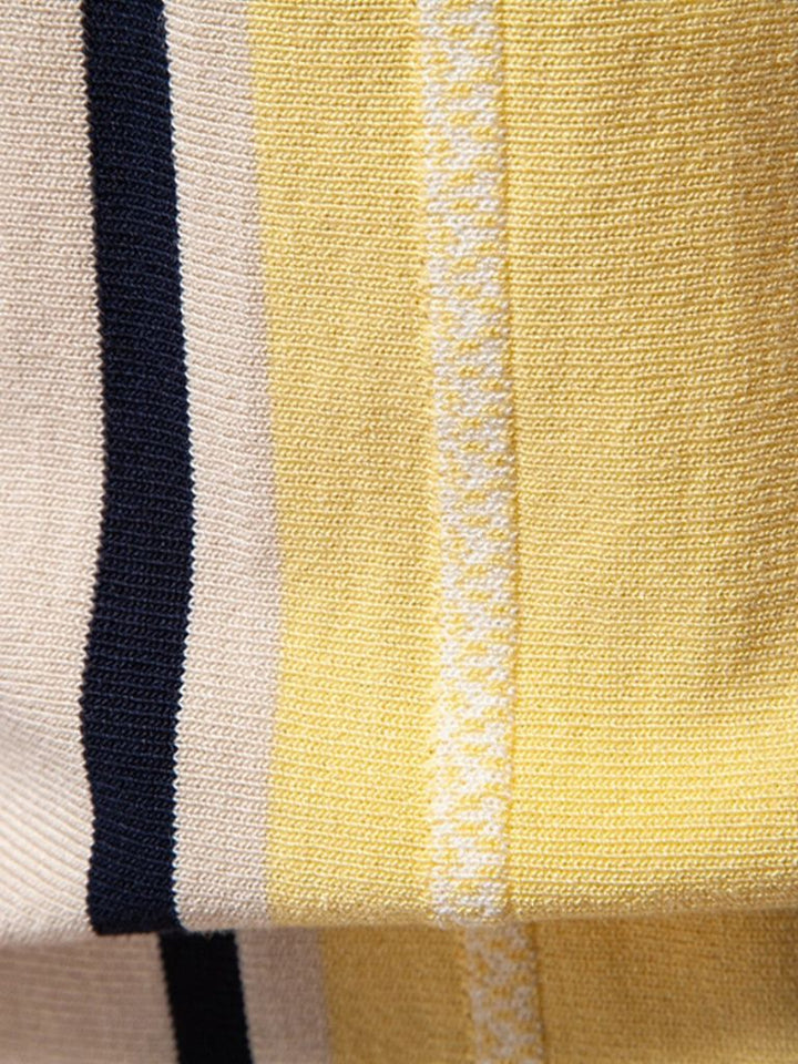 Corné | Beige polo met verticale retrostrepen