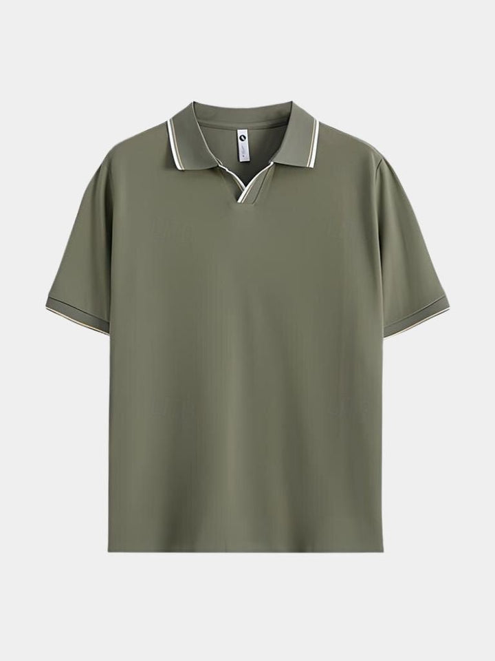 Dick | Zwarte polo met open kraag
