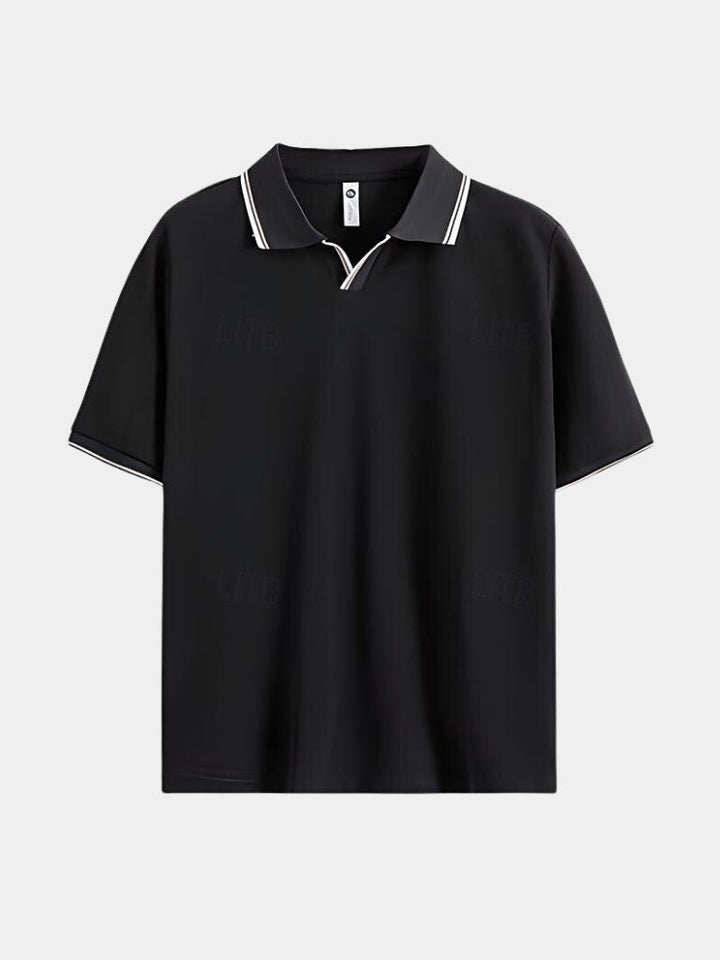 Dick | Zwarte polo met open kraag