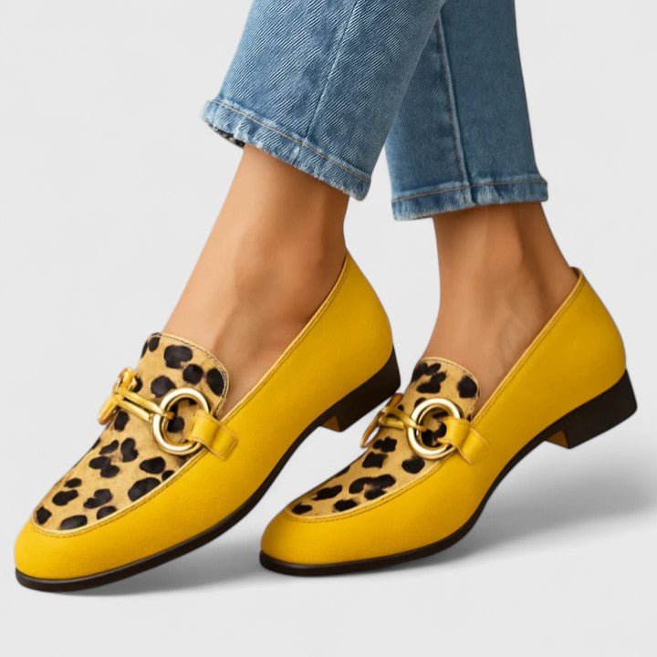 Dieuwertje | Gele loafer met dierenprint
