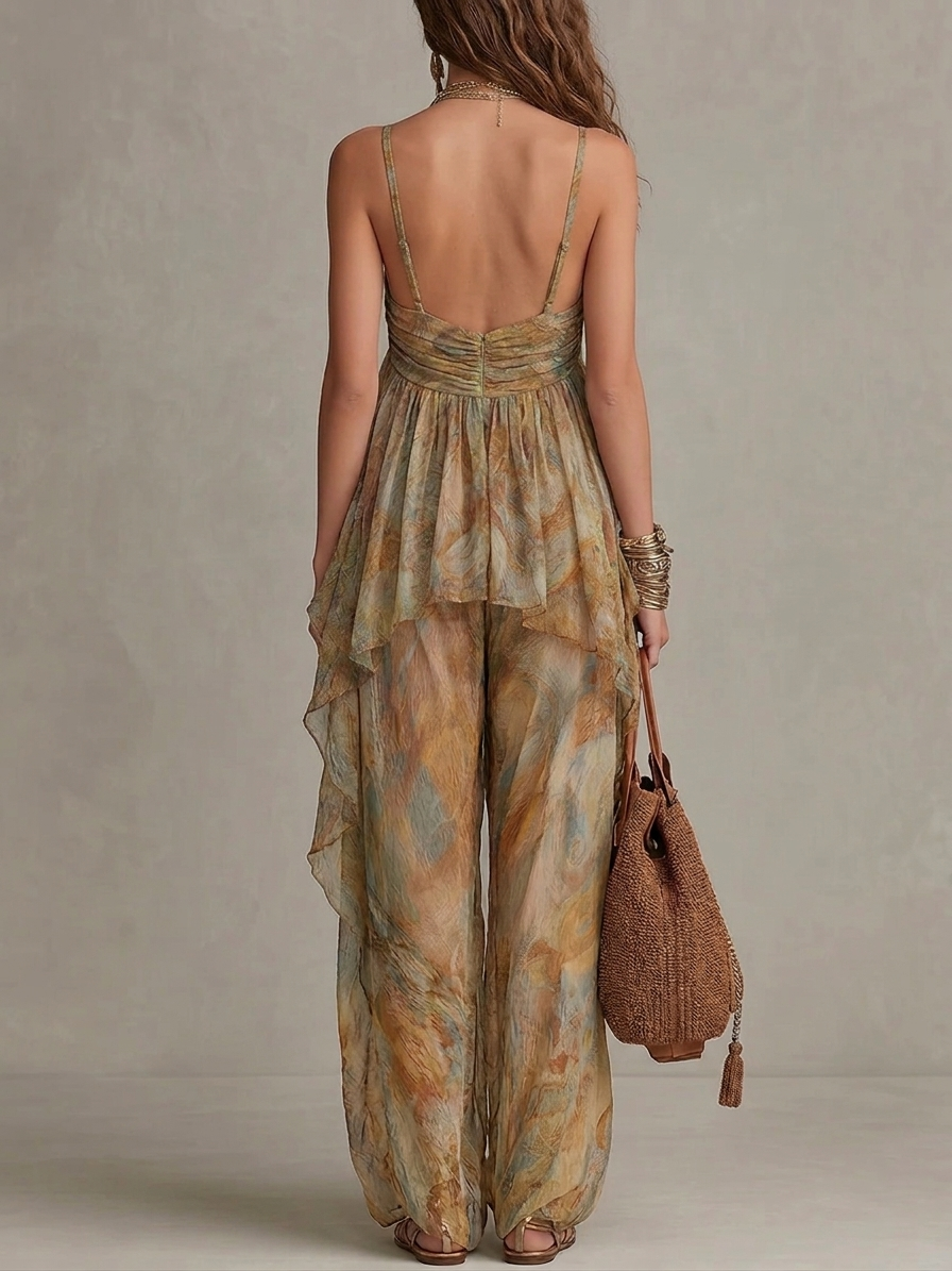 Doutzen | Set met ruches en bohemien print