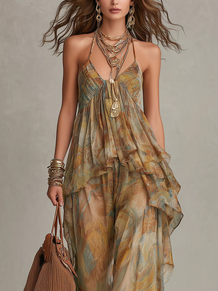 Doutzen | Set met ruches en bohemien print