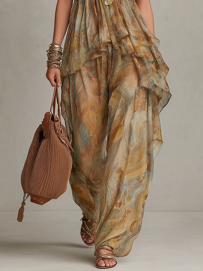 Doutzen | Set met ruches en bohemien print