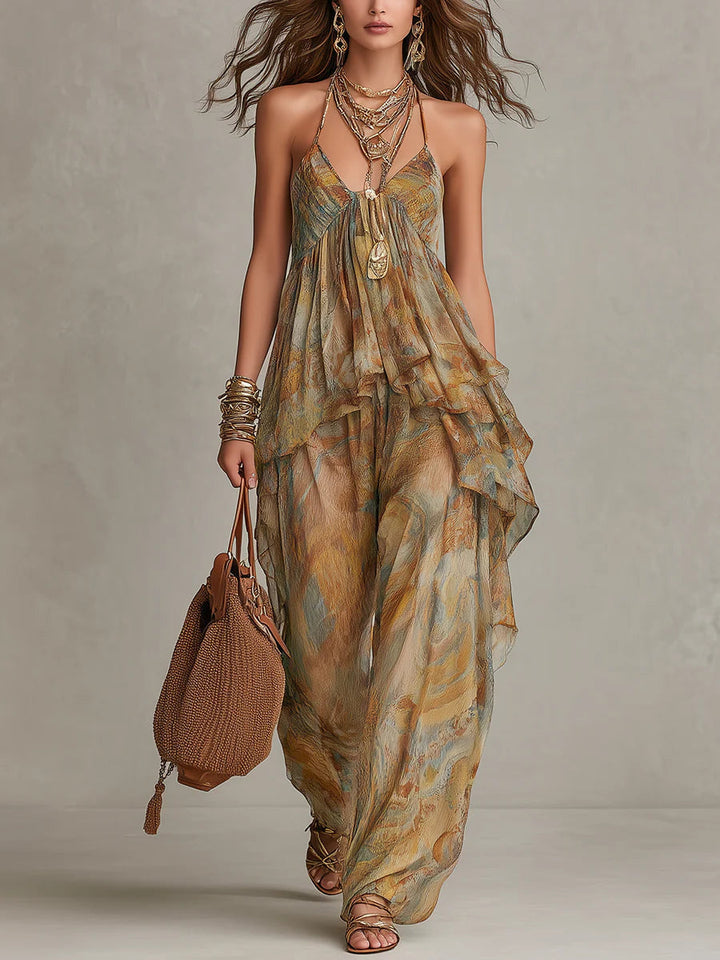Doutzen | Set met ruches en bohemien print