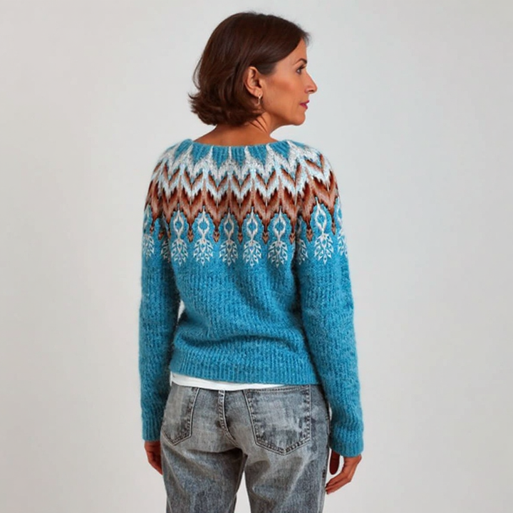 Eefje | Warme Gebreide Trui met Vintage Dessin