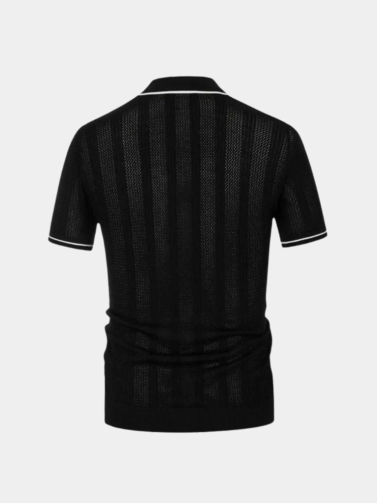 Elco | Crèmekleurige gebreide polo met rits