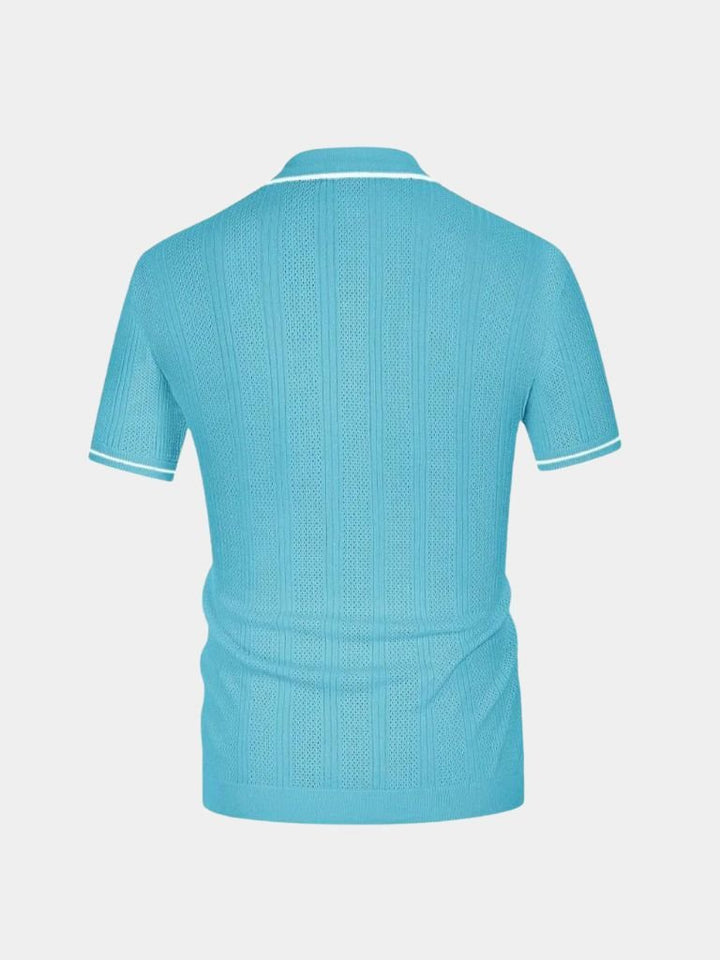 Elco | Crèmekleurige gebreide polo met rits