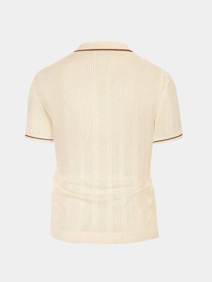 Elco | Crèmekleurige gebreide polo met rits