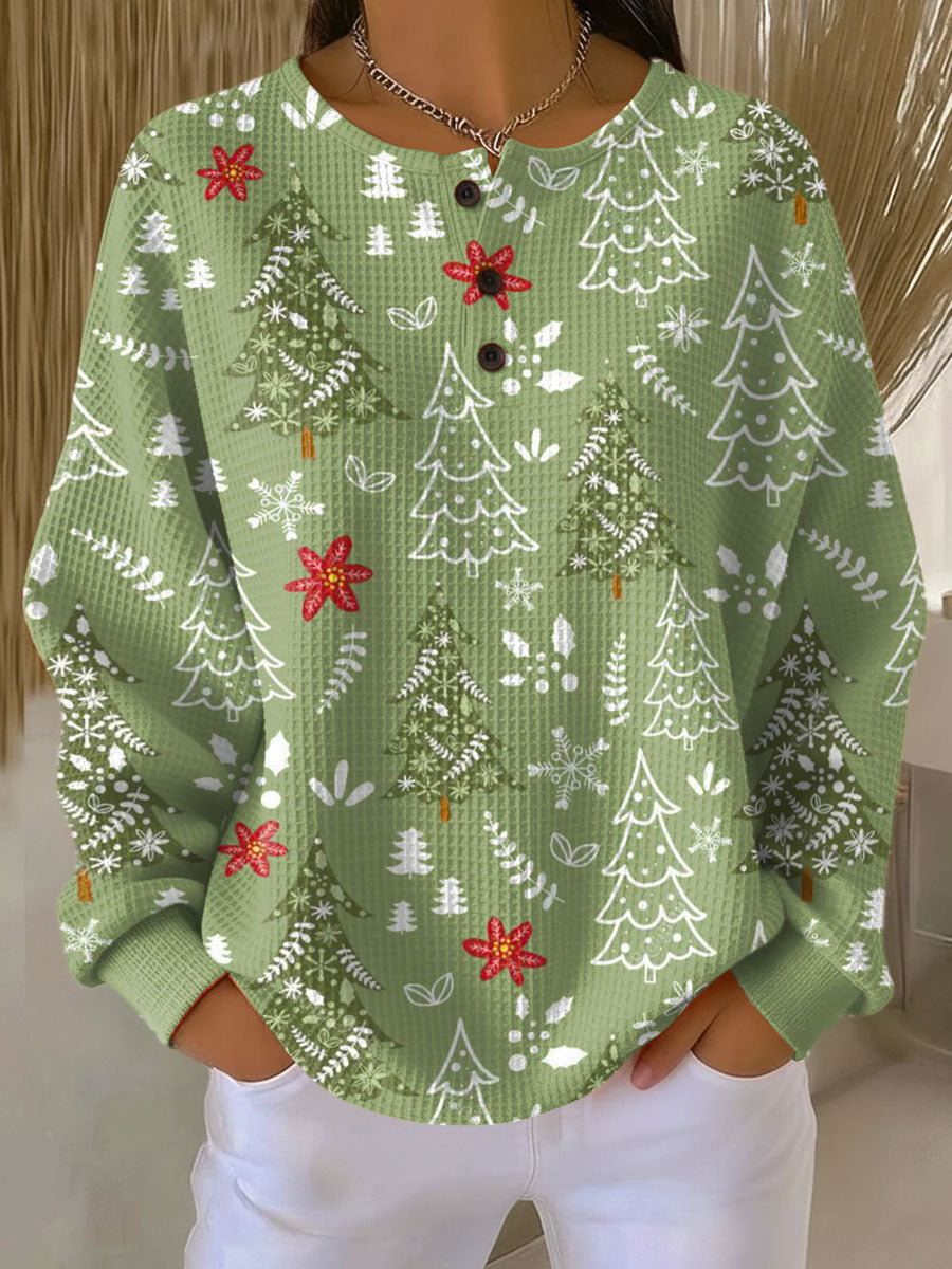 Esmée | Groene kersttrui met dennen