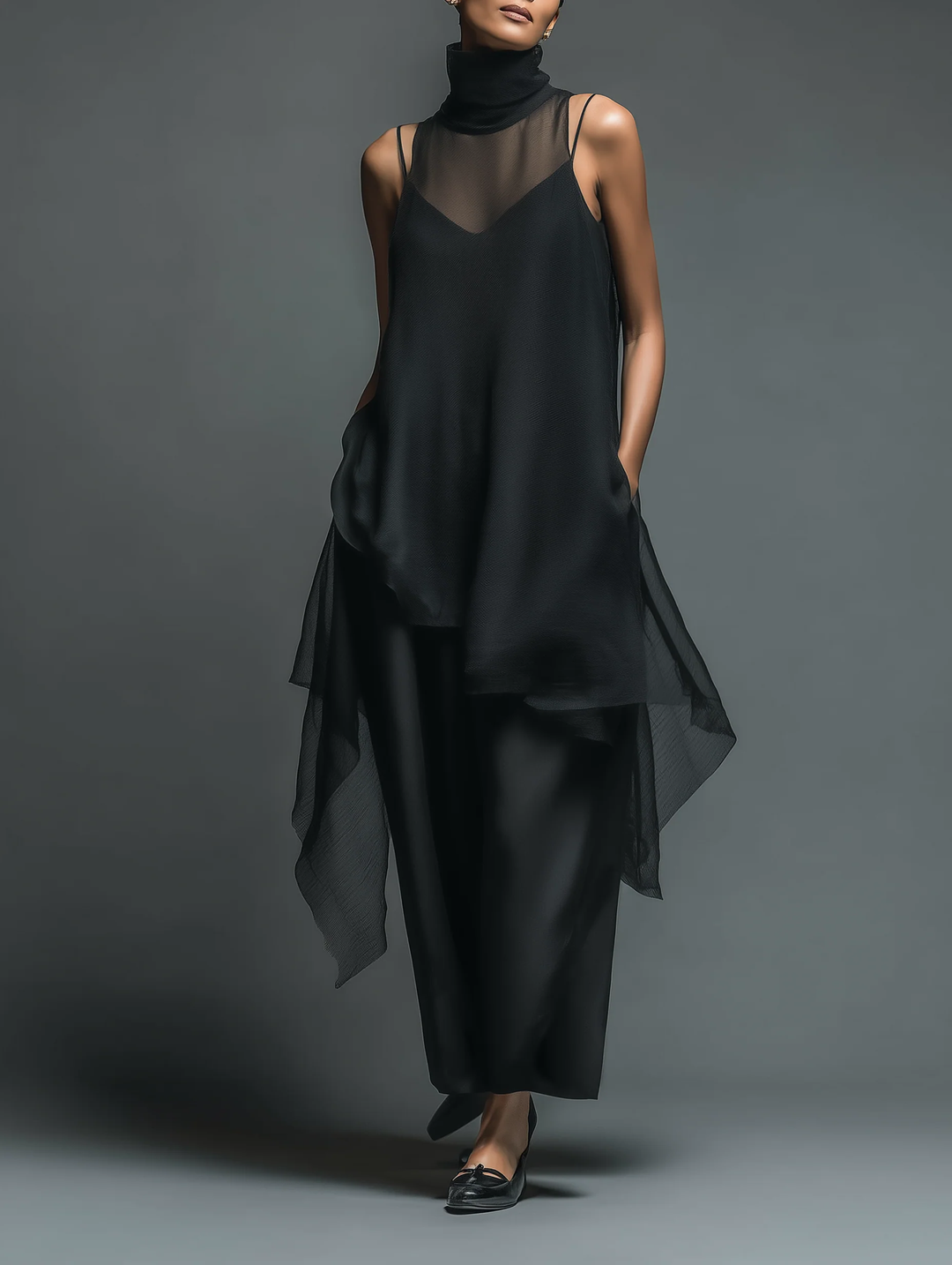 Fien | Maxi slipdress met doorschijnende chiffon laag
