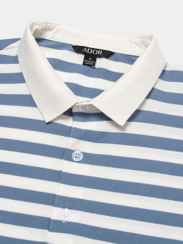Fokko | Blauwe gestreepte polo