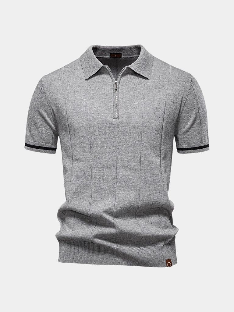 Frederik | Camelkleurige gebreide polo met ritskraag