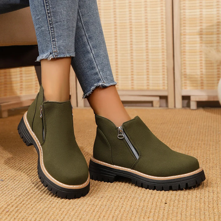 Frida Plateau-Enkellaars met Dikke Zool | Stabiel en comfortabel voor herfst en winter